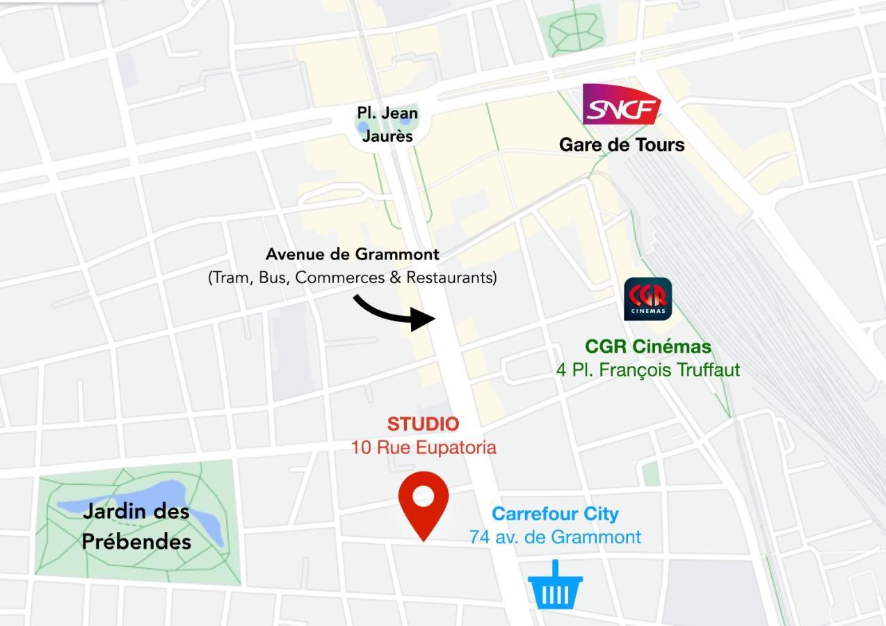 Studio Paisible Avec Jardin - Tours Centre Bagian luar foto